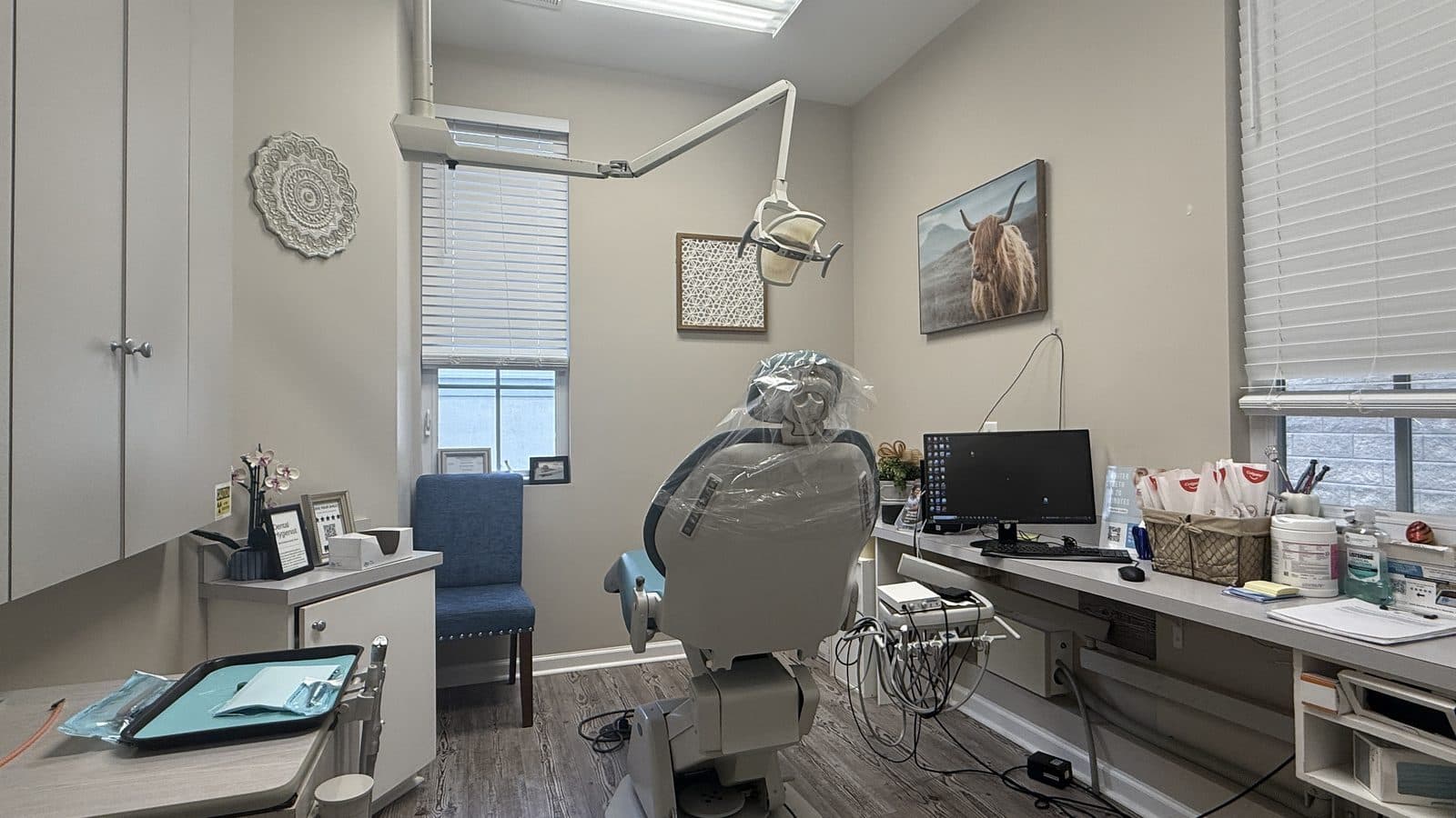Modern dental chair and equipment in a Roanoke Dental Center operatory