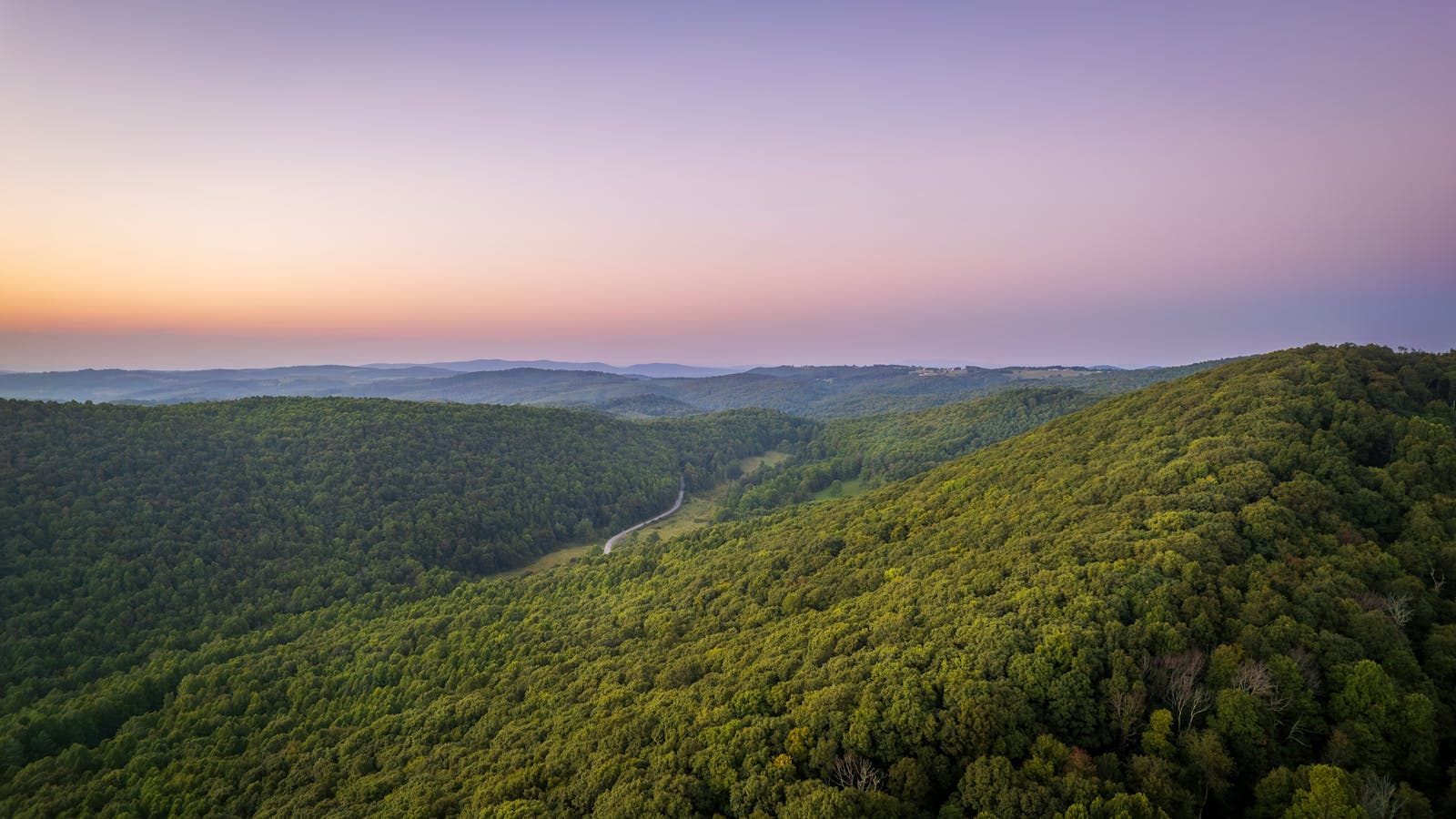 Blue Ridge Mountains at sunset above the Roanoke Valley in southwestern Virginia